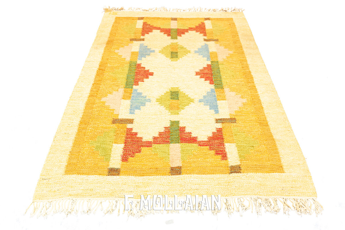 Scandinavian Rollakan Swedish Rug Signed IR n°:370874